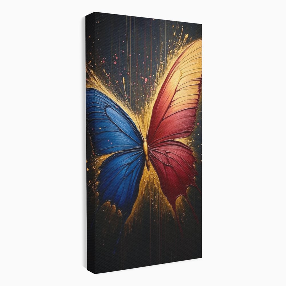 Tablou canvas cu tablou canvas cu fluture colorat, fara rama, pe sasiu de lemn